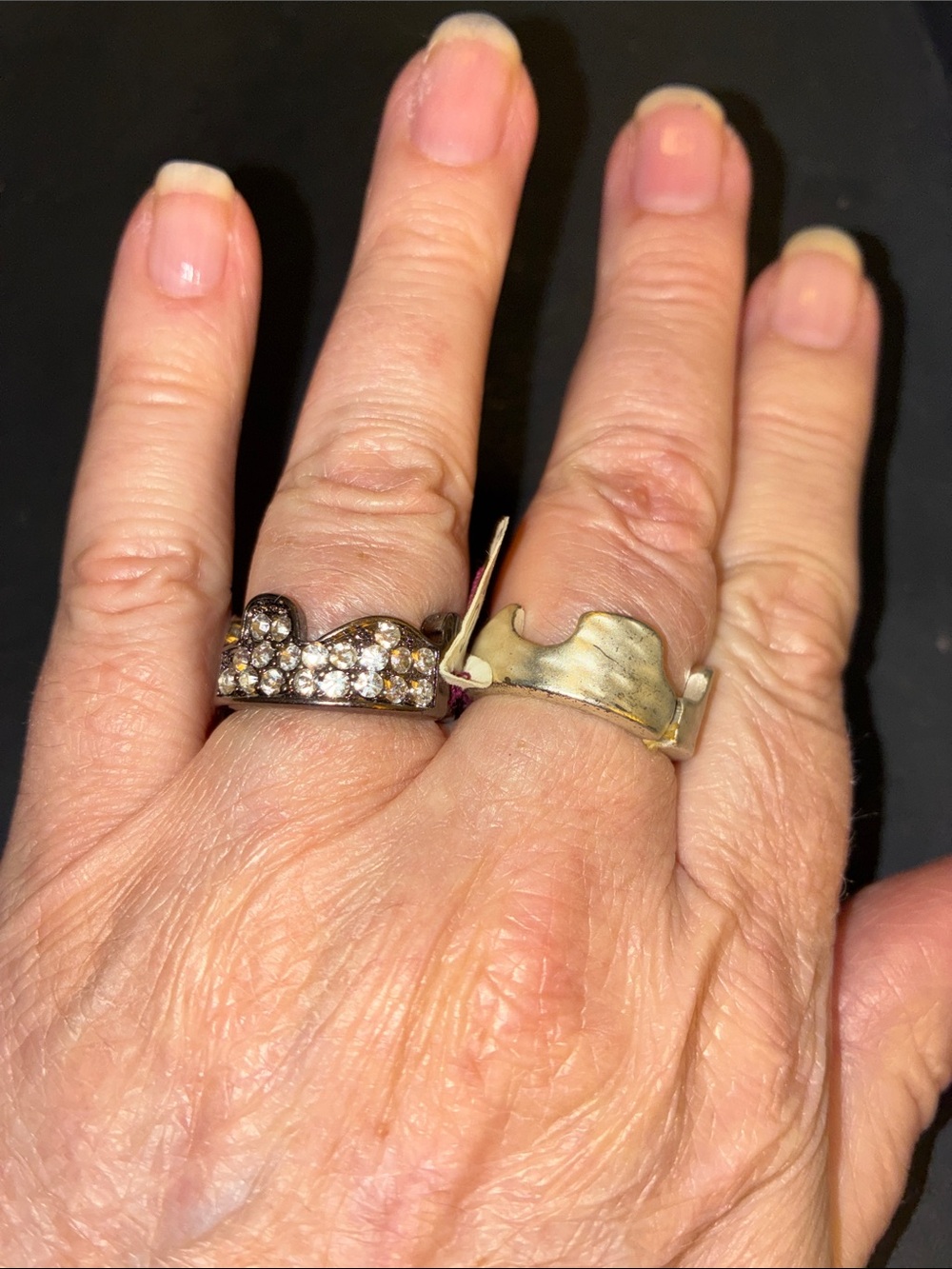 Crown-Inspired Crystal Band Stretch Ring in Gold Tone